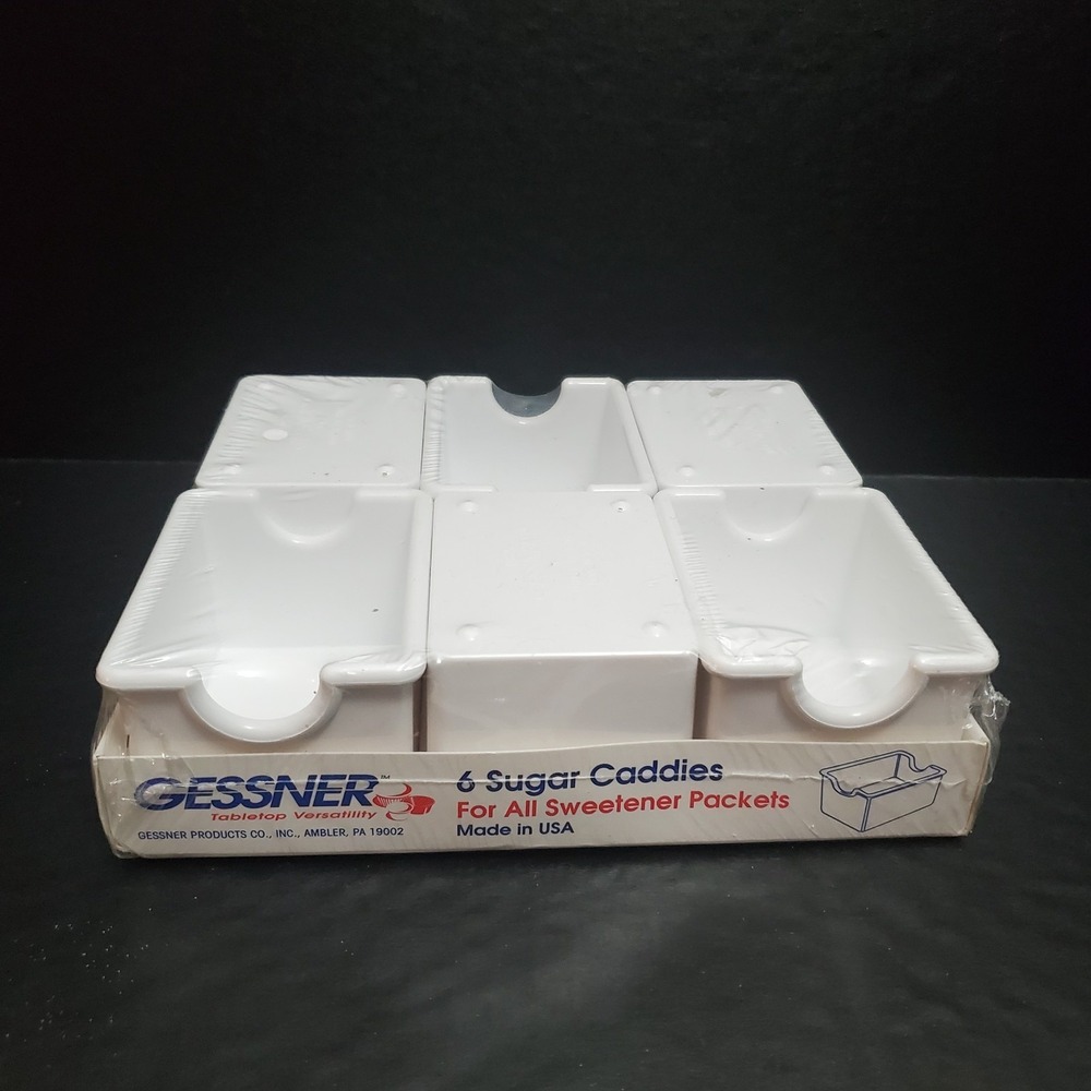 Gessner 6 pack Sugar Caddy- White Melamine - Restaurant Diner Bar MADE IN USA‎